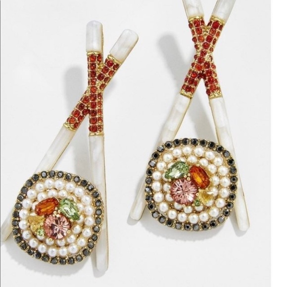 BAUBLE BAR “SUSHI /CHOPSTICKS” SPARKLY PIERCED EARRINGS - Picture 2 of 6
